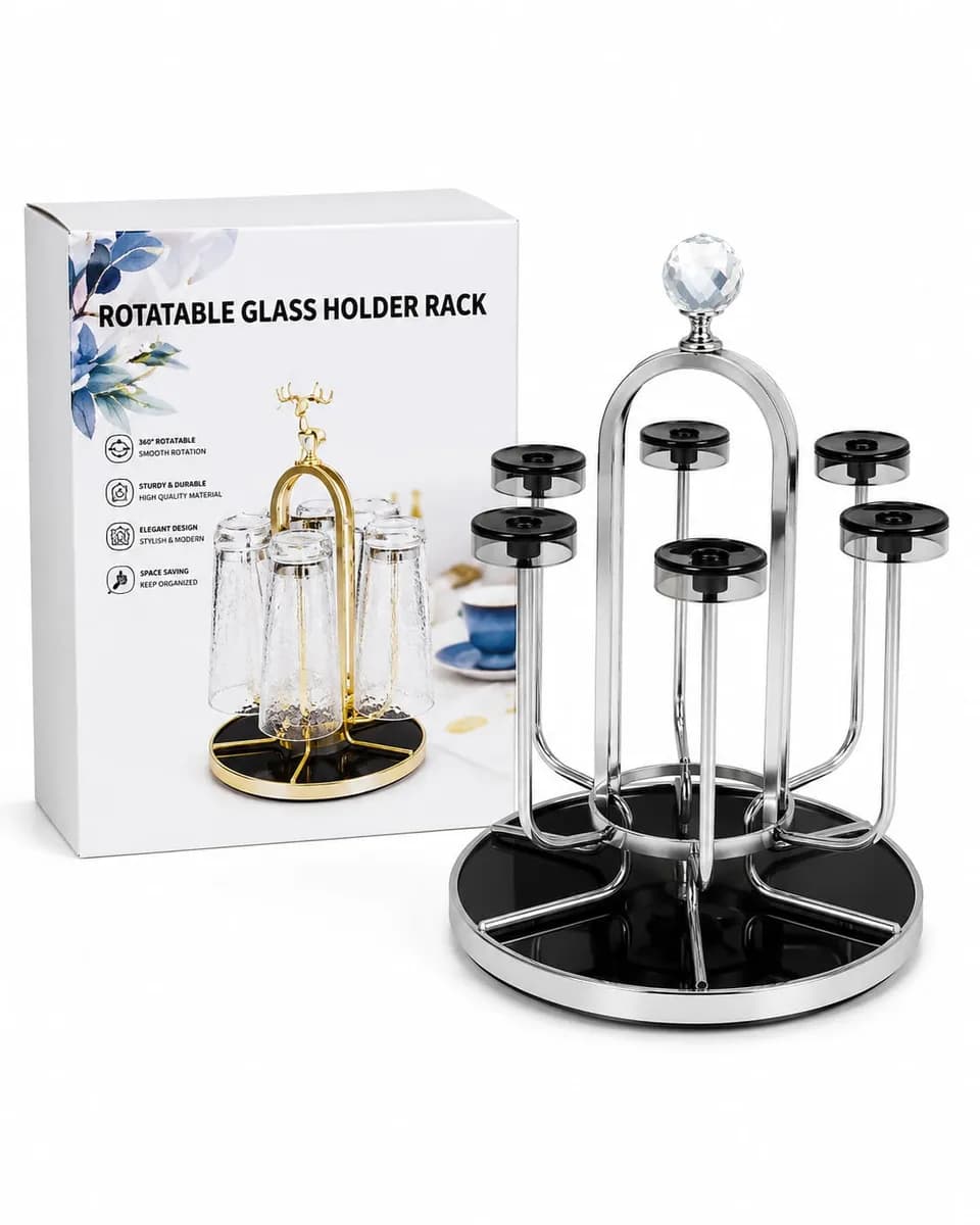Rotatable Glass stand Rack