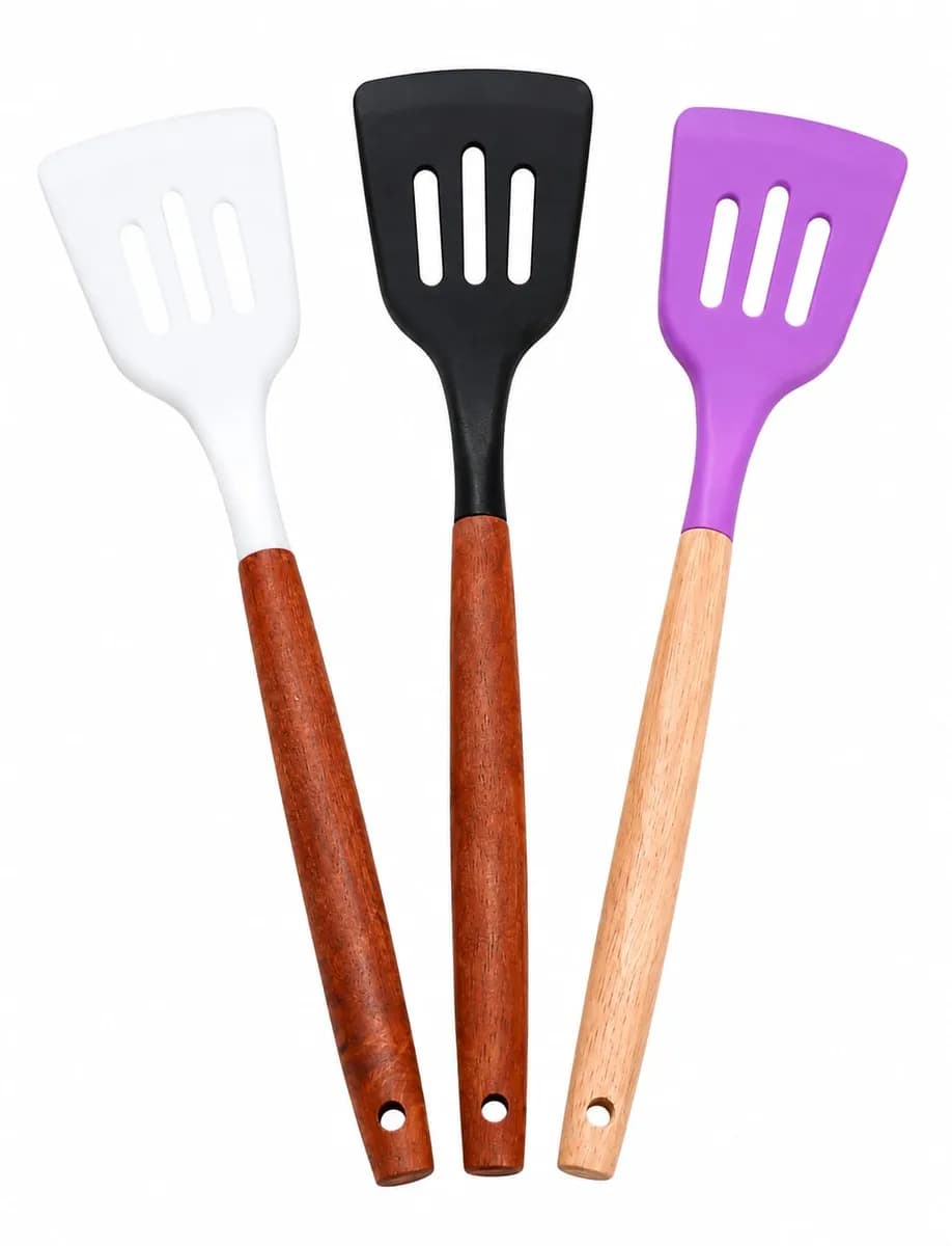 Silicon Spoon Leakage Shovel with wooden handle Premium Quality