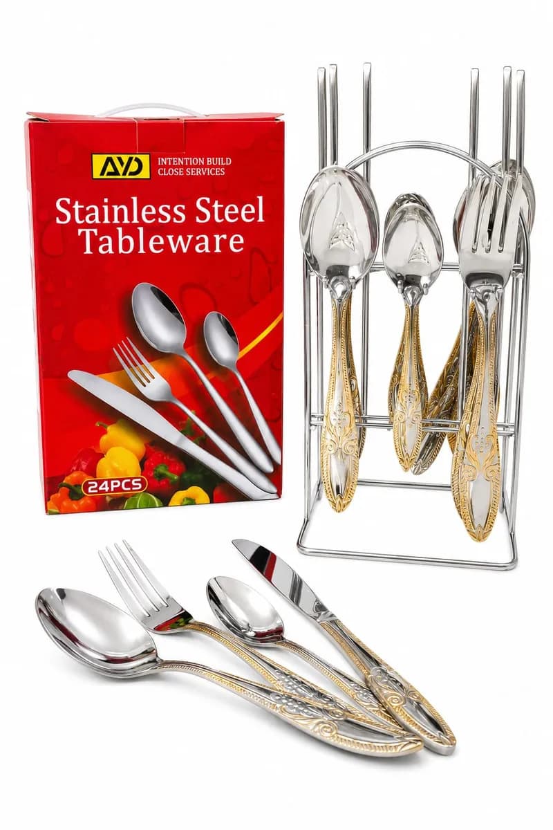 24 pcs Spoon Knife Fork Set with Beautiful stand