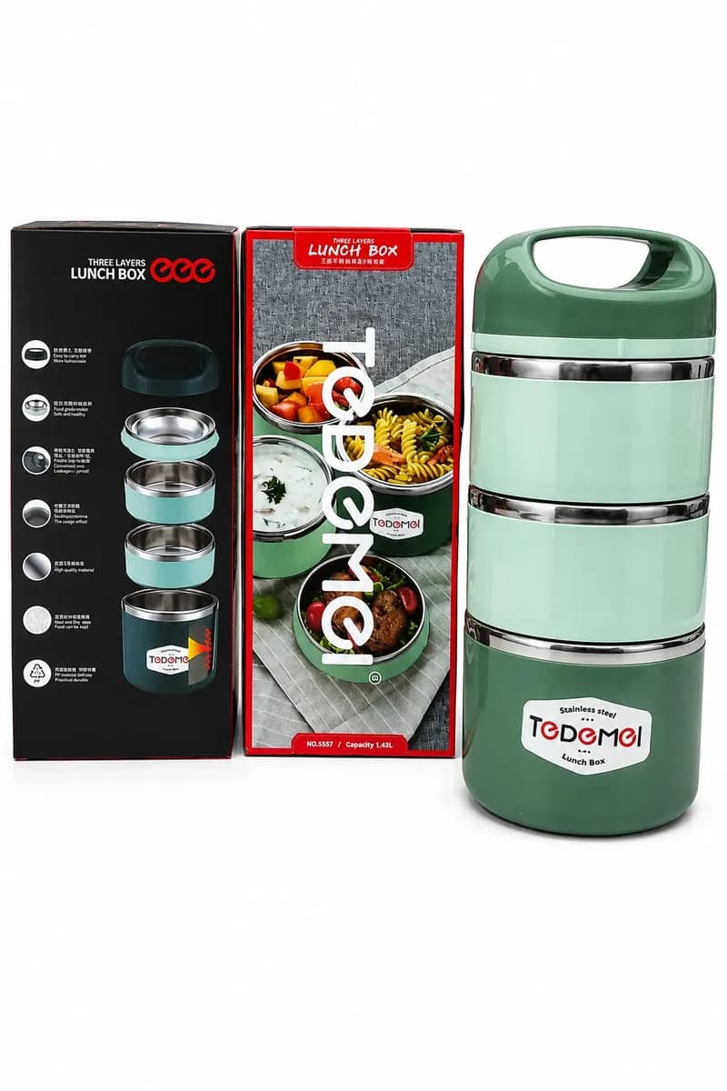 Tedemei 3 Layer stainless steel Lunch Box 1.43L