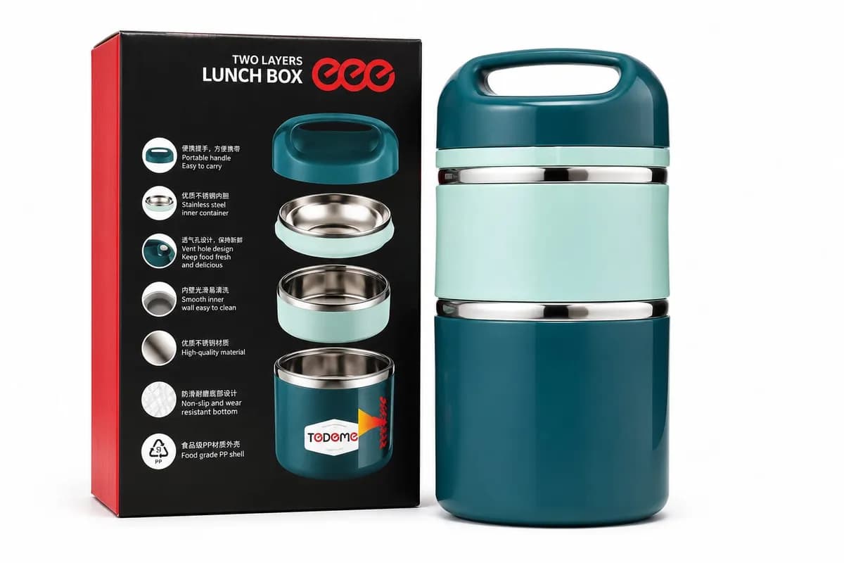 Tedemei 2 Layer stainless steel Lunch Box 1.13L