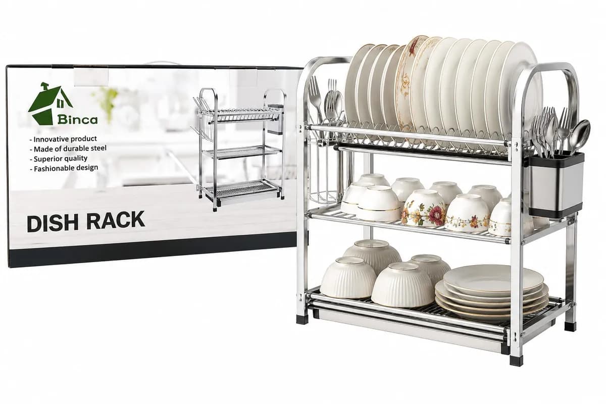 Binca Wall Hanging 3 Tire Stainless Steel Dish Rack