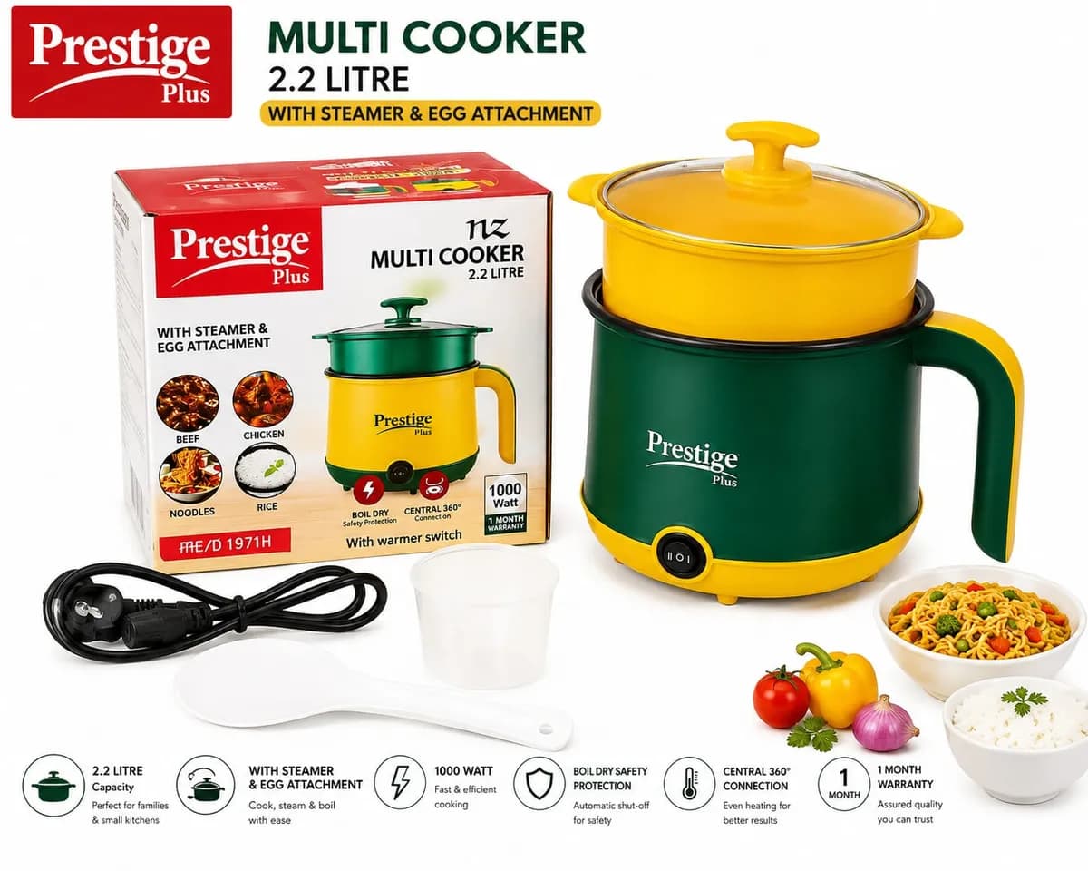 Prestige Plus Multi Cooker with Steamer & Egg Attachment