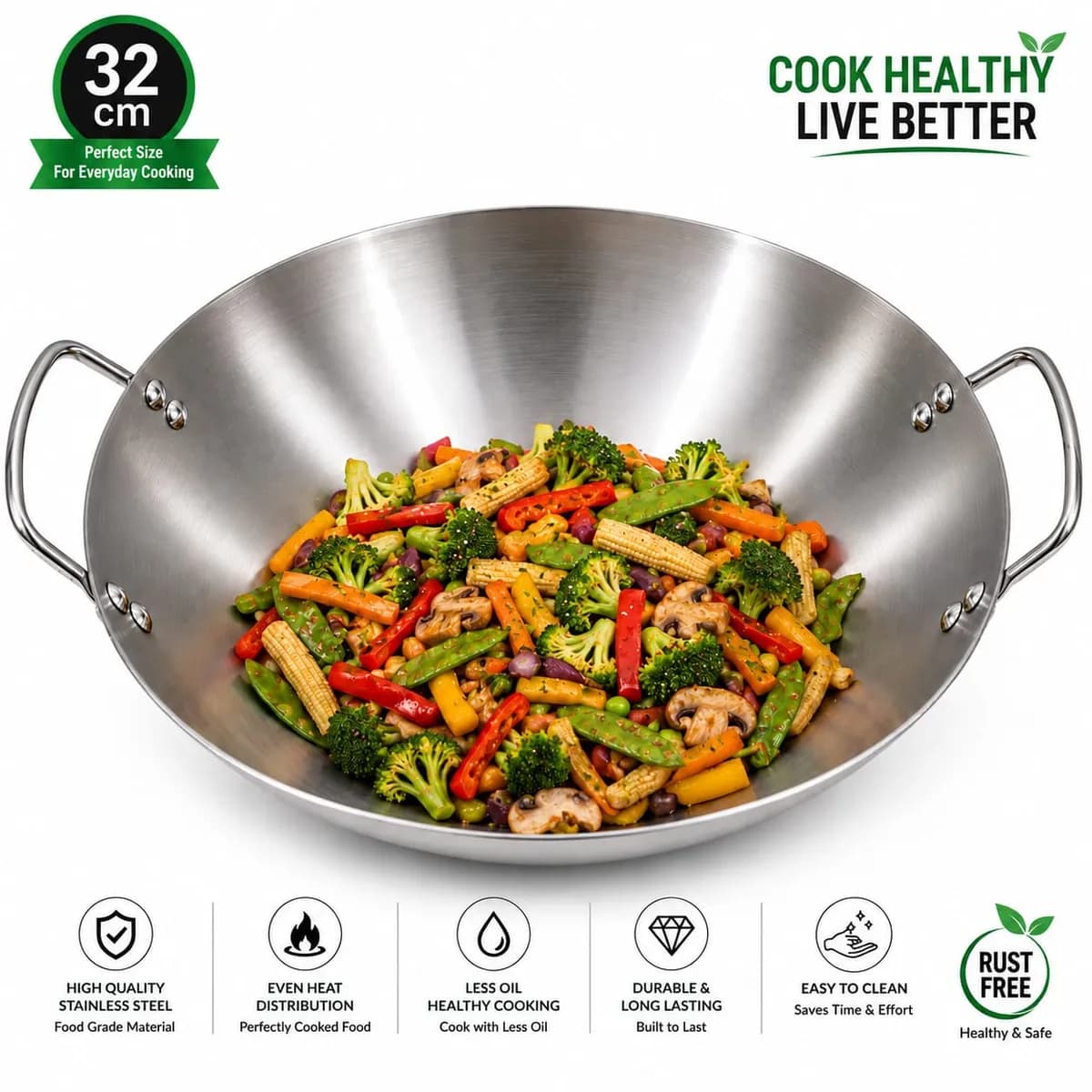 Korai/Wok 32cm stainless steel